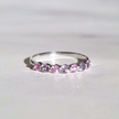 Pink Sapphire & Pink Amethyst Half Eternity Band in Sterling Silver