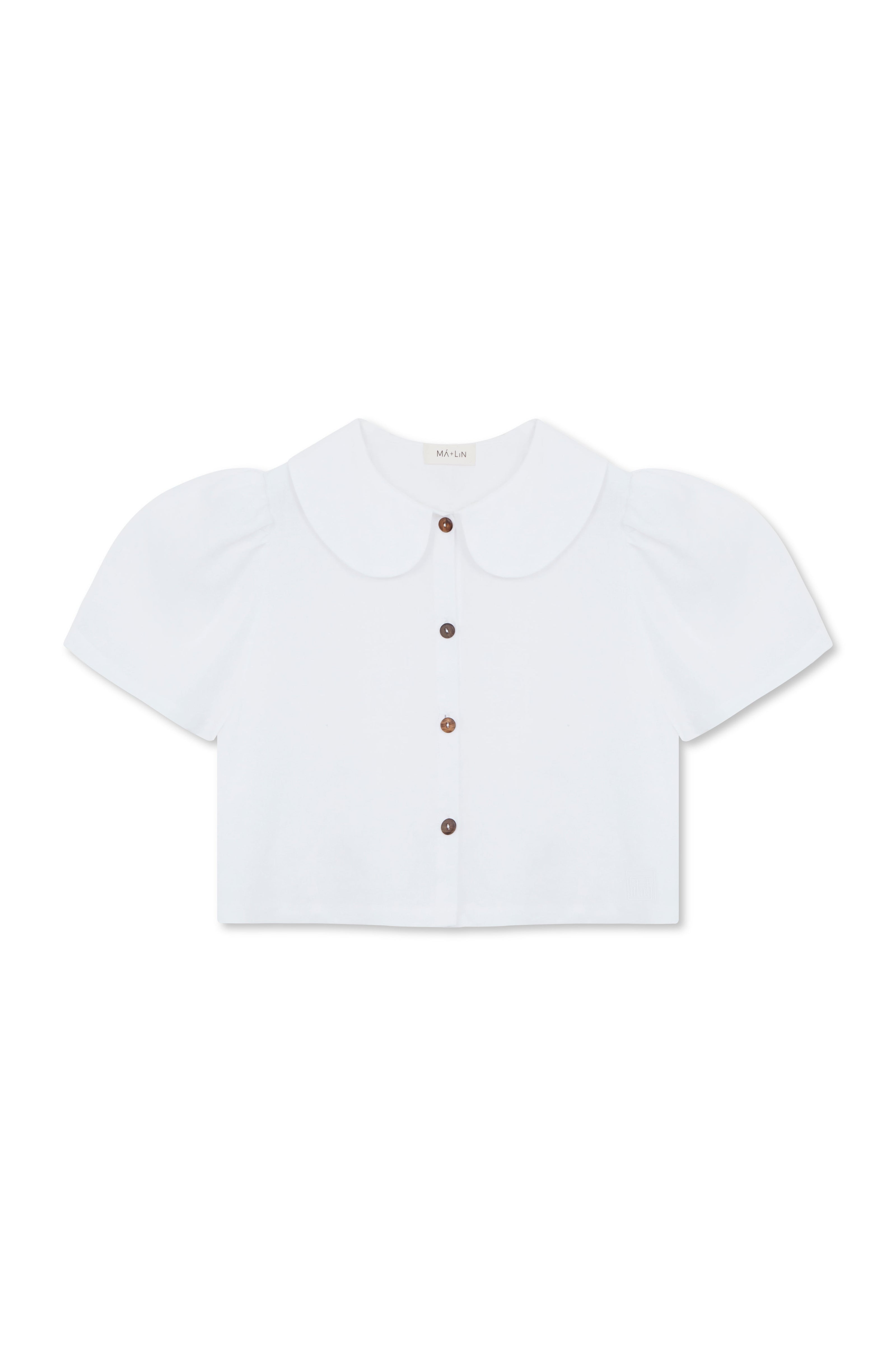 Frances Linen Cropped Blouse  - White
