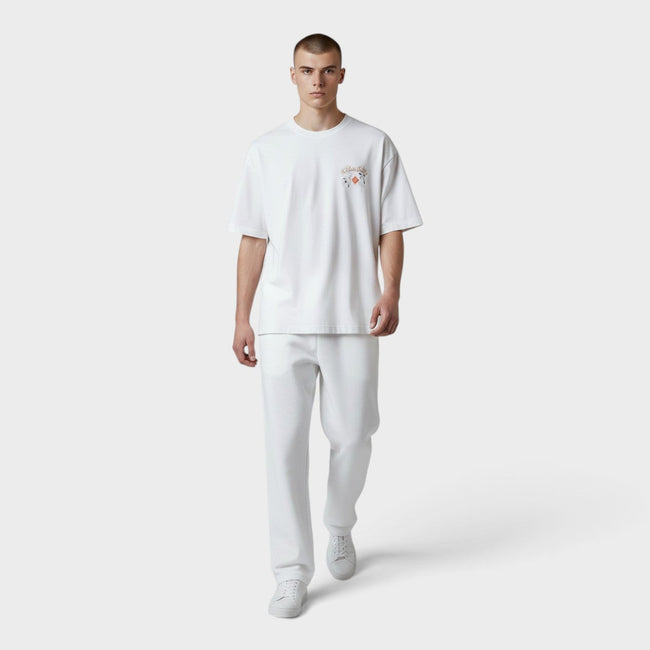 Camiseta Blanca de Club de Tenis con Logo Estampado