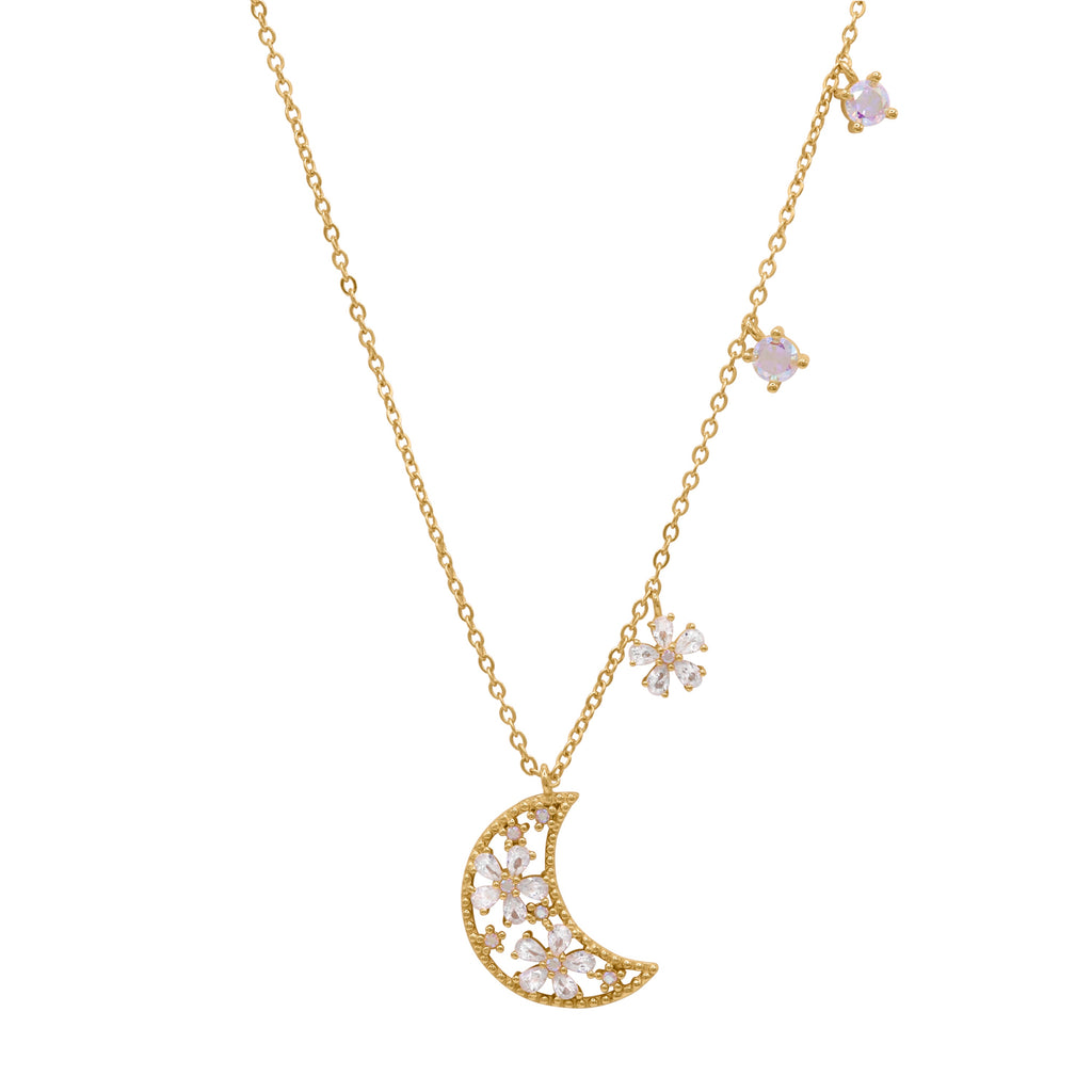 Collar Colgante Flora Flower Moon | Bañado en Oro de 18k