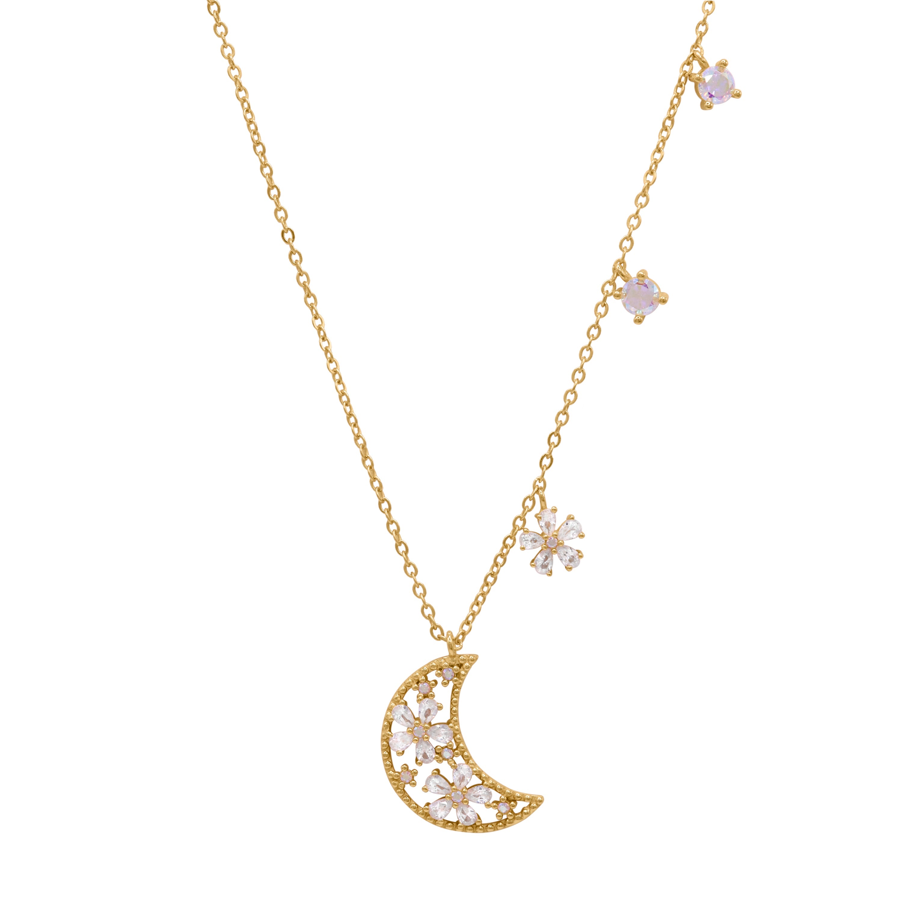 Collar Colgante Flora Flower Moon | Bañado en Oro de 18k