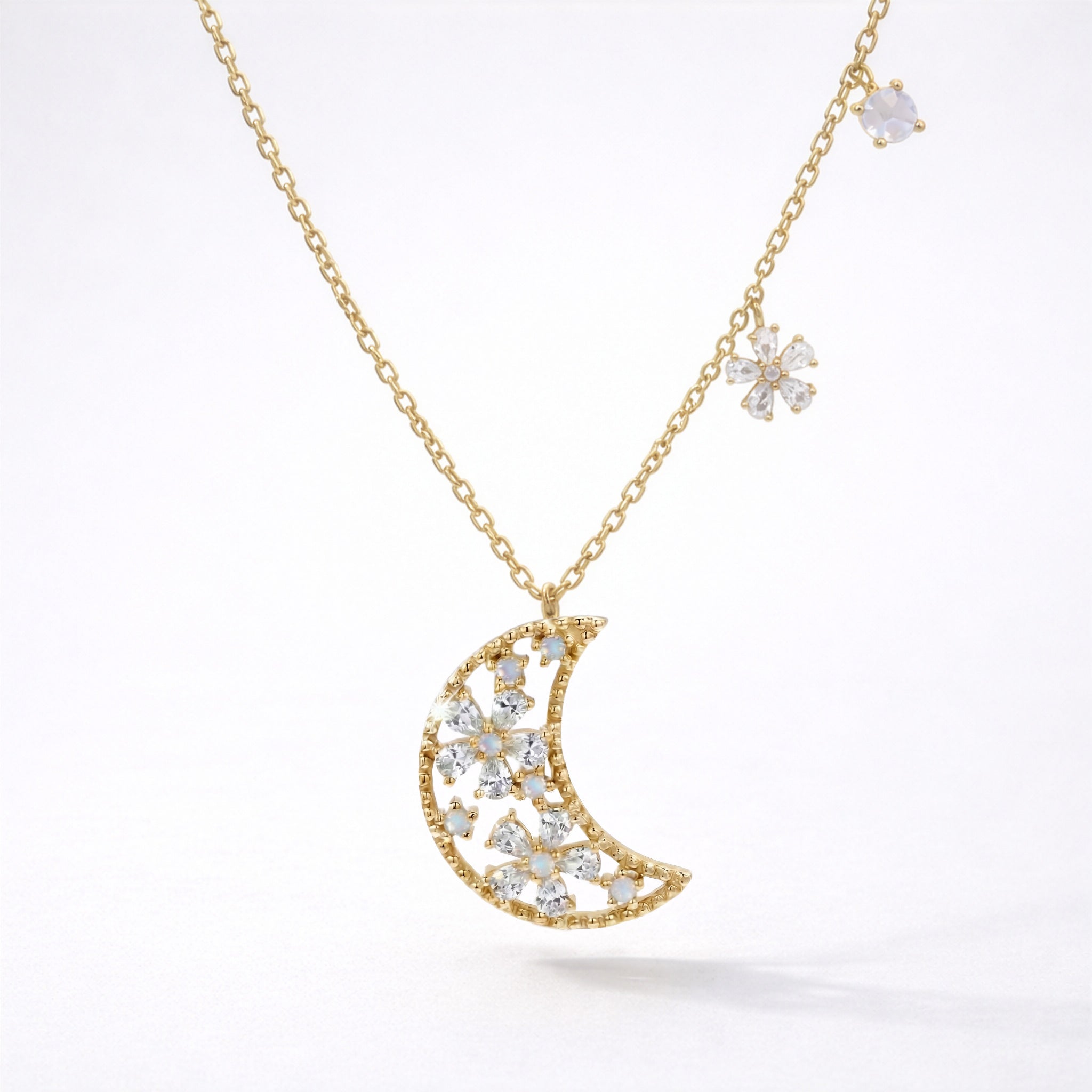 Collar Colgante Flora Flower Moon | Bañado en Oro de 18k
