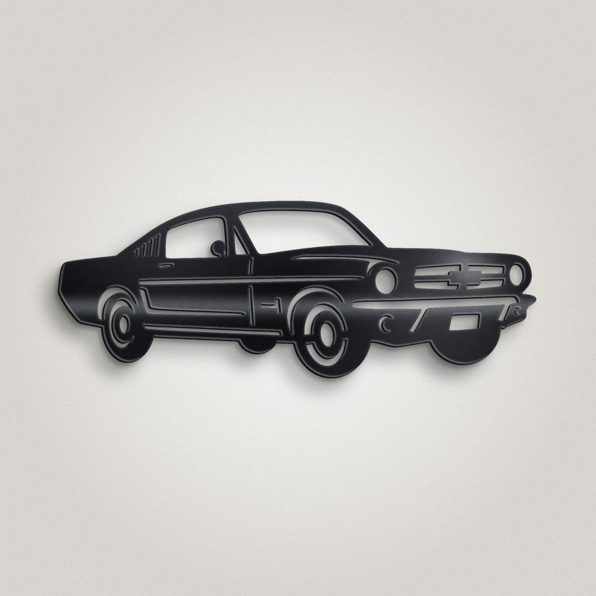 Classic Muscle Car Metal Wall Art – 30cm | Gloss Black Steel