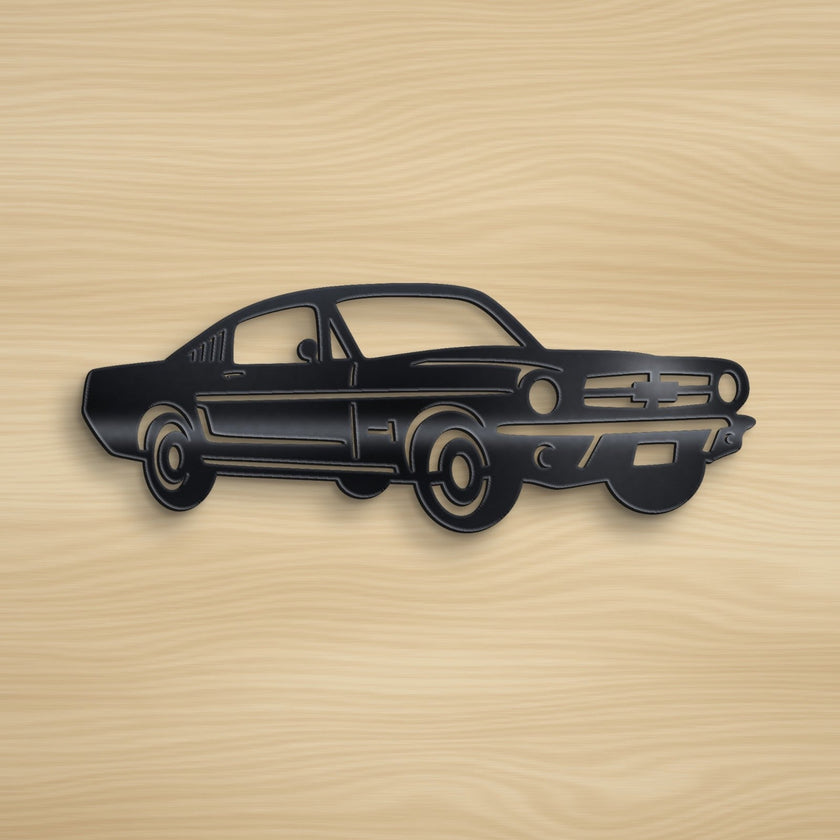 Classic Muscle Car Metal Wall Art – 30cm | Gloss Black Steel