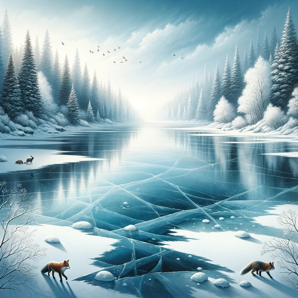 Frozen Lake Tranquility Canvas