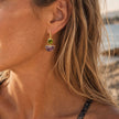 Charis Halfmoon Ohrringe mit doppelten Edelsteinen Peridot & Amethyst