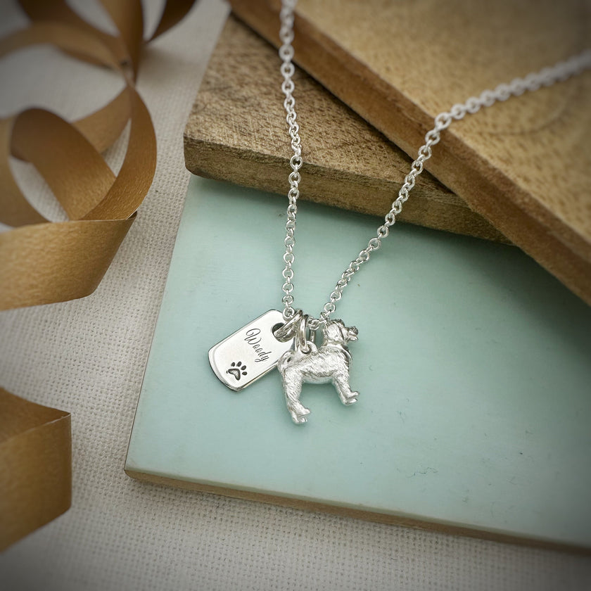 Cockapoo Personalised Silver Dog Tag Necklace