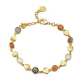 Gold Sara Mixed Gemstone Bracelet: Peach Moonstone, Labradorite & Moonstone