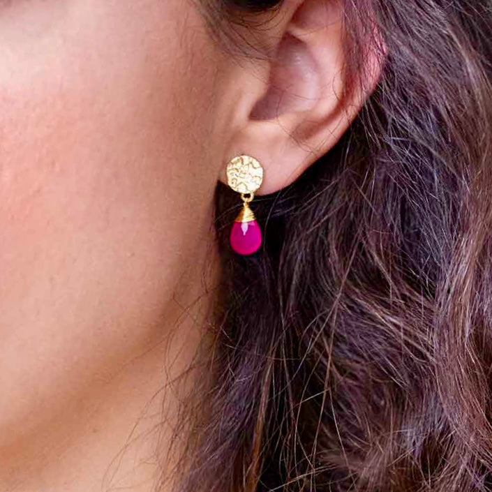 Classic Athena Kate Drop Earrings: Fuchsia Onyx