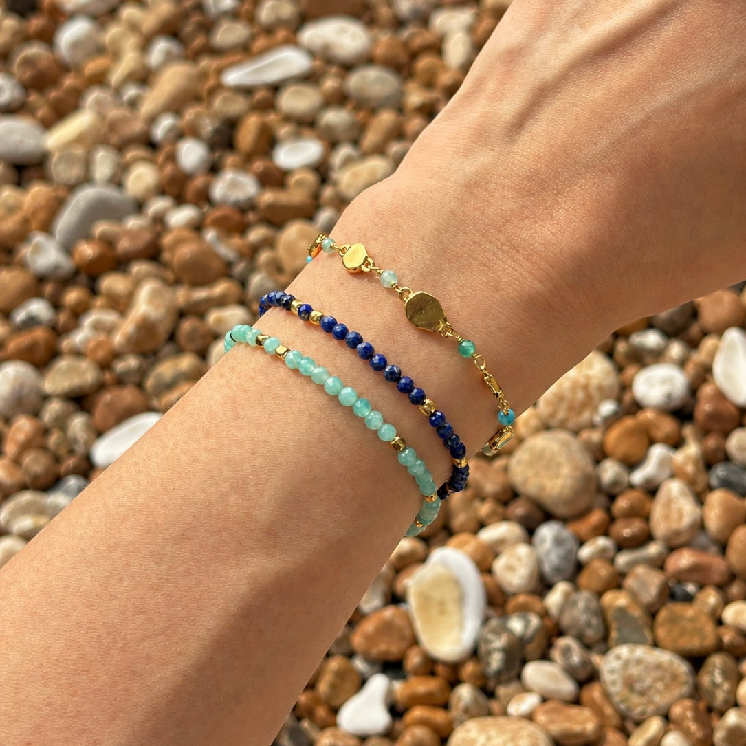 Sofia Nugget Bracelet  Amazonite, Apatite, Turquoise & Green White Jade