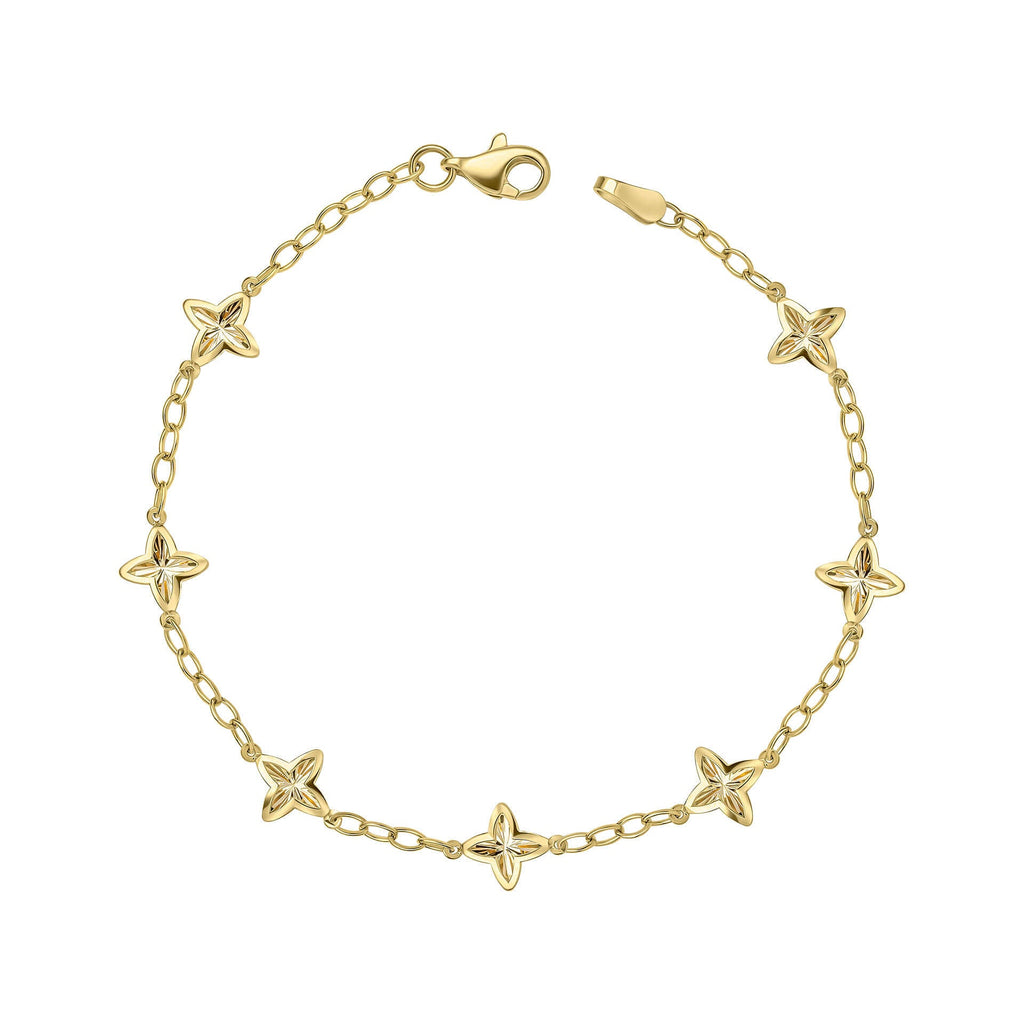 Elements Gold Armband mit strukturierten Blumen