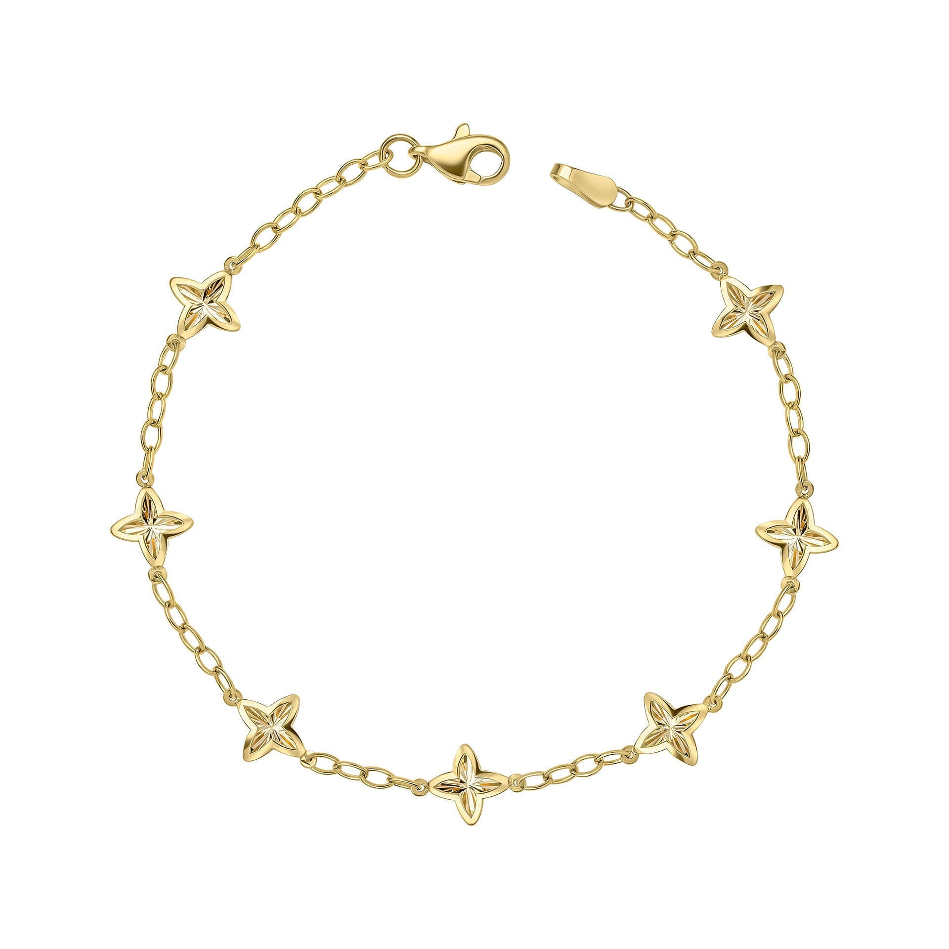Elements Gold Armband mit strukturierten Blumen