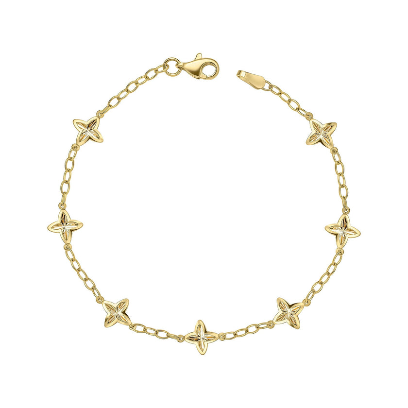 Elements Gold Textured Flower Station Bracelet