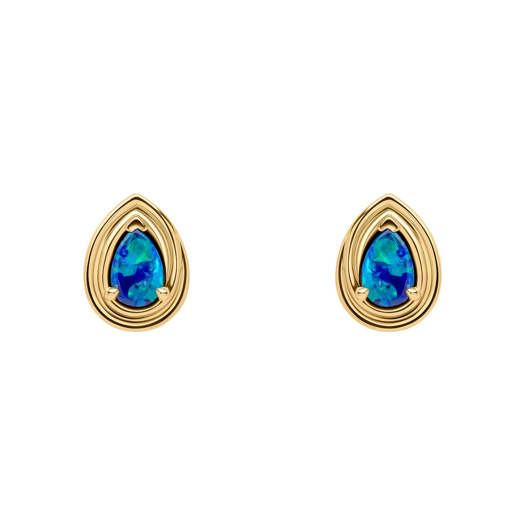 Elements Gold Opal Doublet Teardrop Stud Earrings