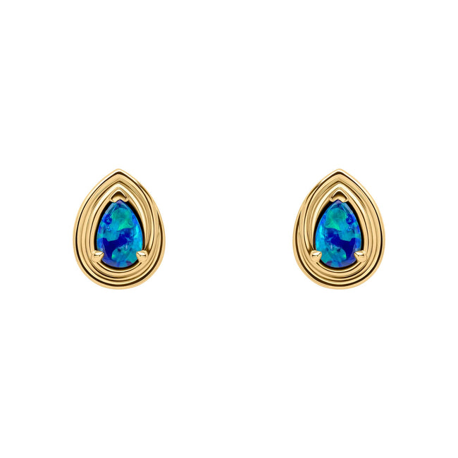 Elements Gold Opal Doublet Teardrop Stud Earrings