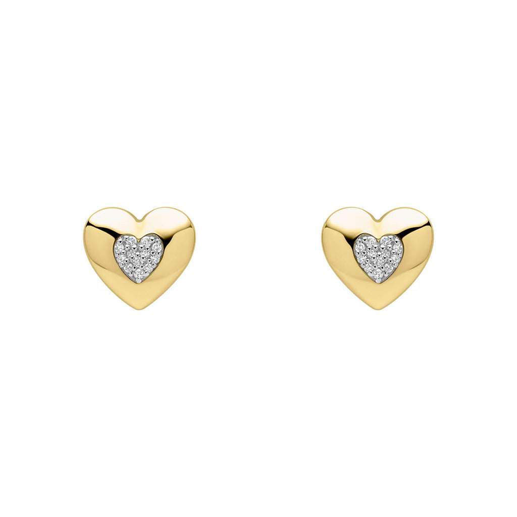 Elements Gold Pavé Diamond Heart Earrings