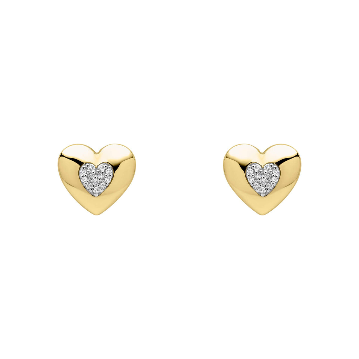 Elements Gold Pavé Diamond Heart Earrings