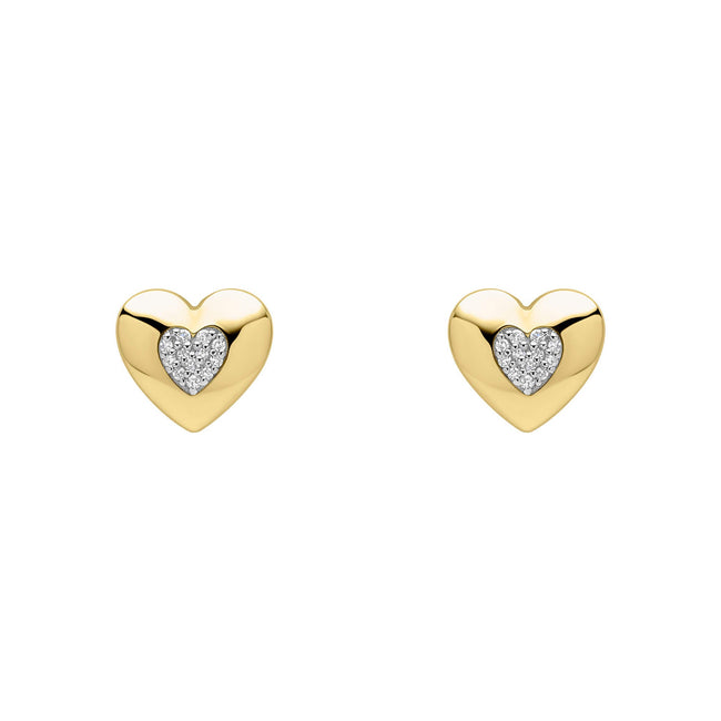 Elements Gold Pavé Diamond Heart Earrings