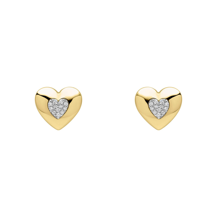 Elements Gold Pavé Diamond Heart Earrings