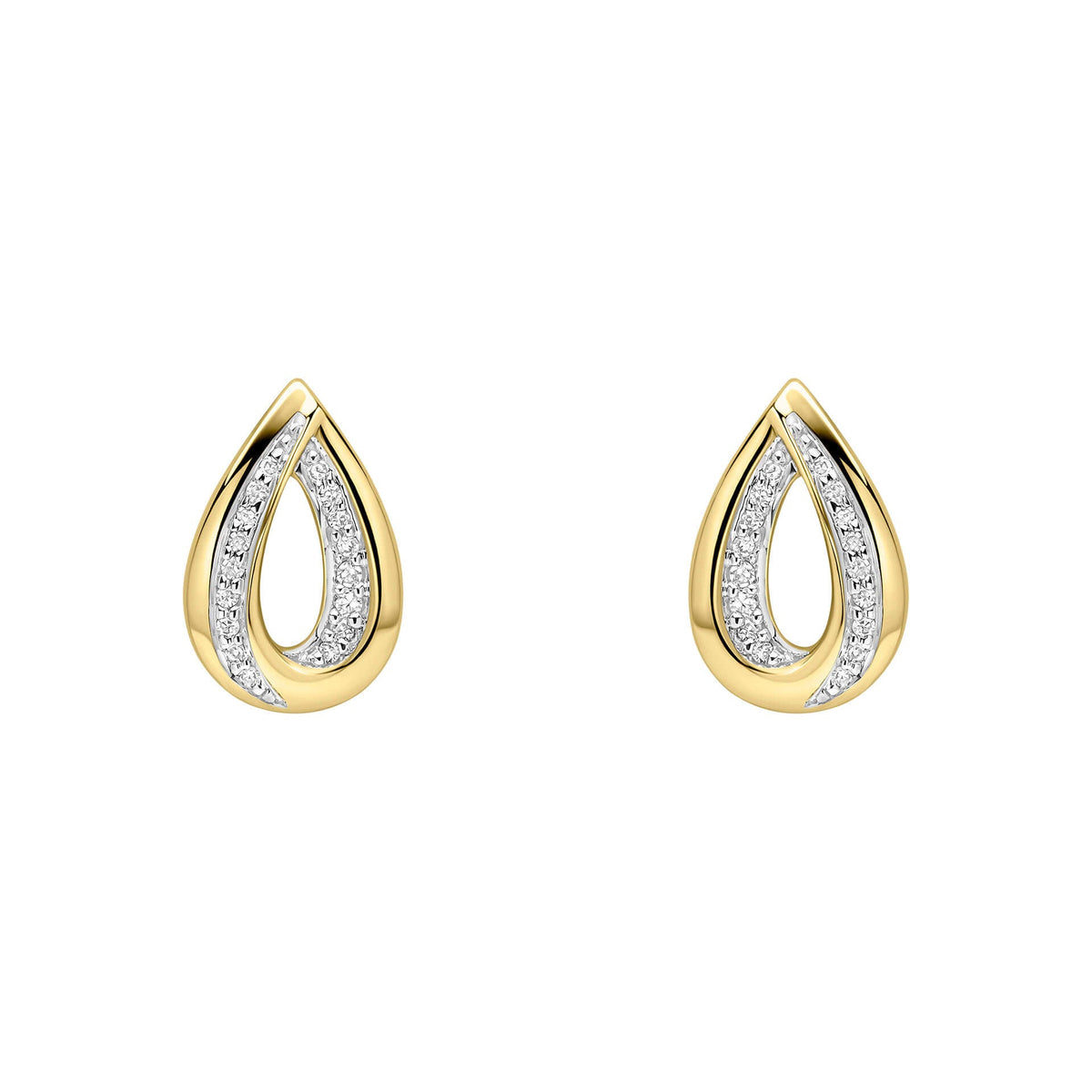Elements Gold Cut Out Diamond Teardrop Earrings