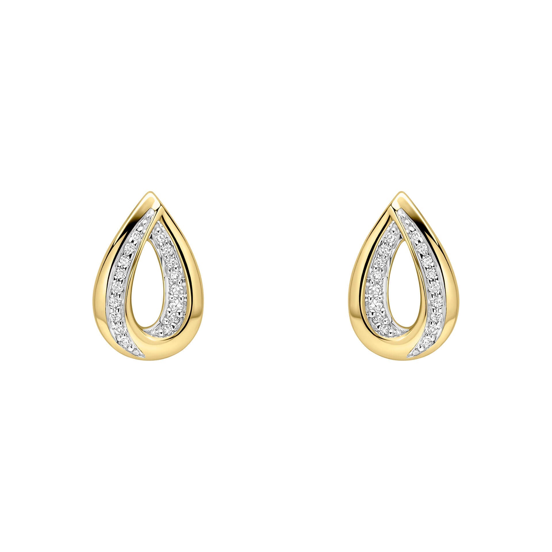 Elements Gold Cut Out Diamond Teardrop Earrings