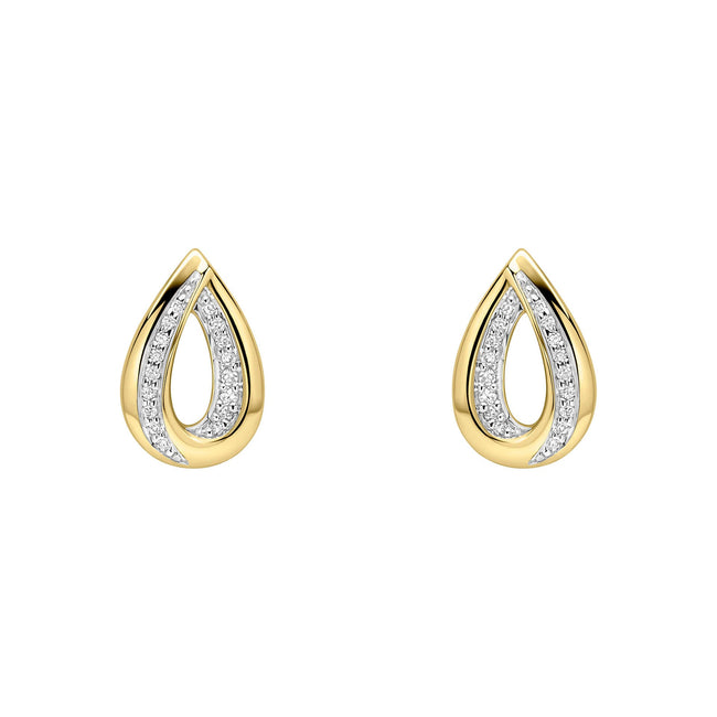 Elements Gold Cut Out Diamond Teardrop Earrings