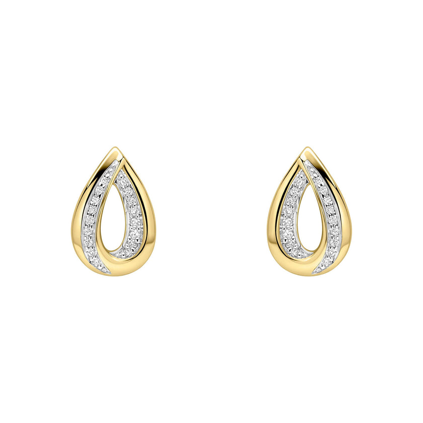 Elements Gold Cut Out Diamond Teardrop Earrings