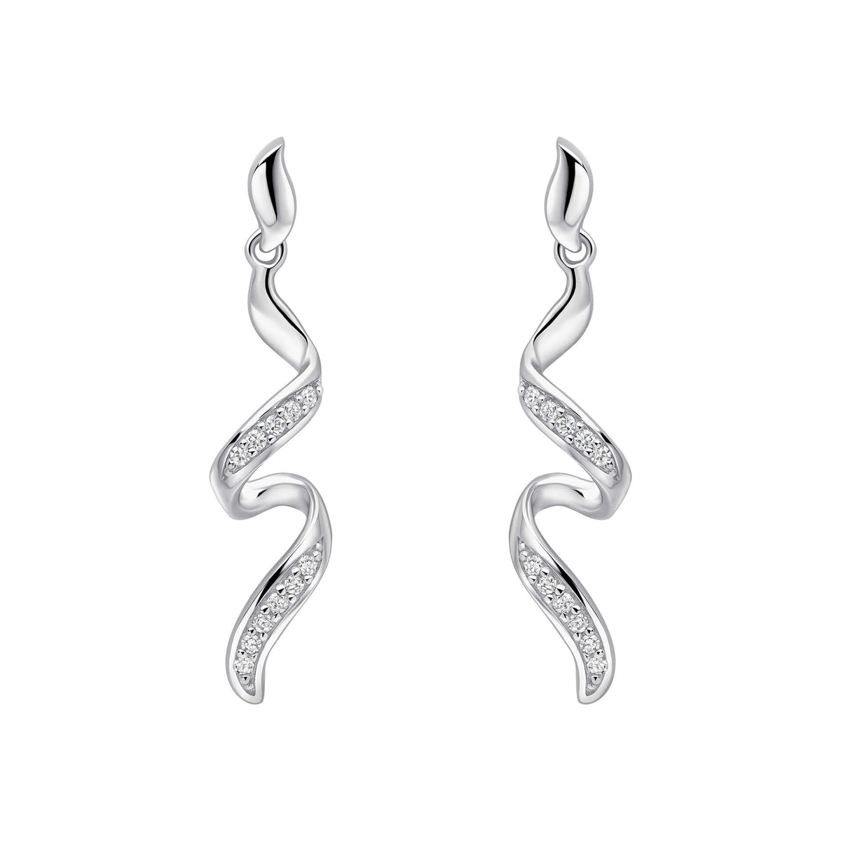 Elements Gold Diamond Twisted Ribbon Drop Earrings
