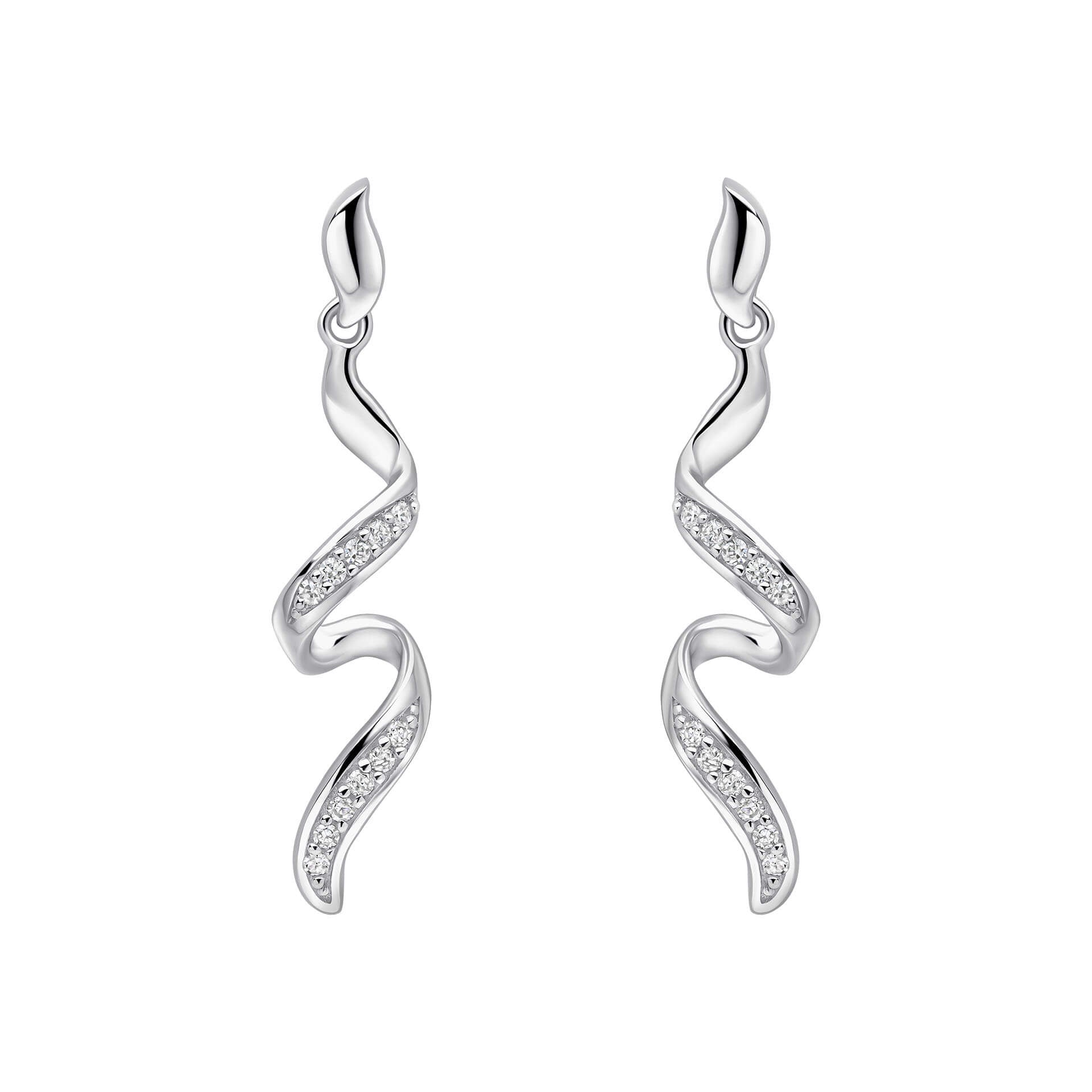 Elements Gold Diamond Twisted Ribbon Drop Earrings