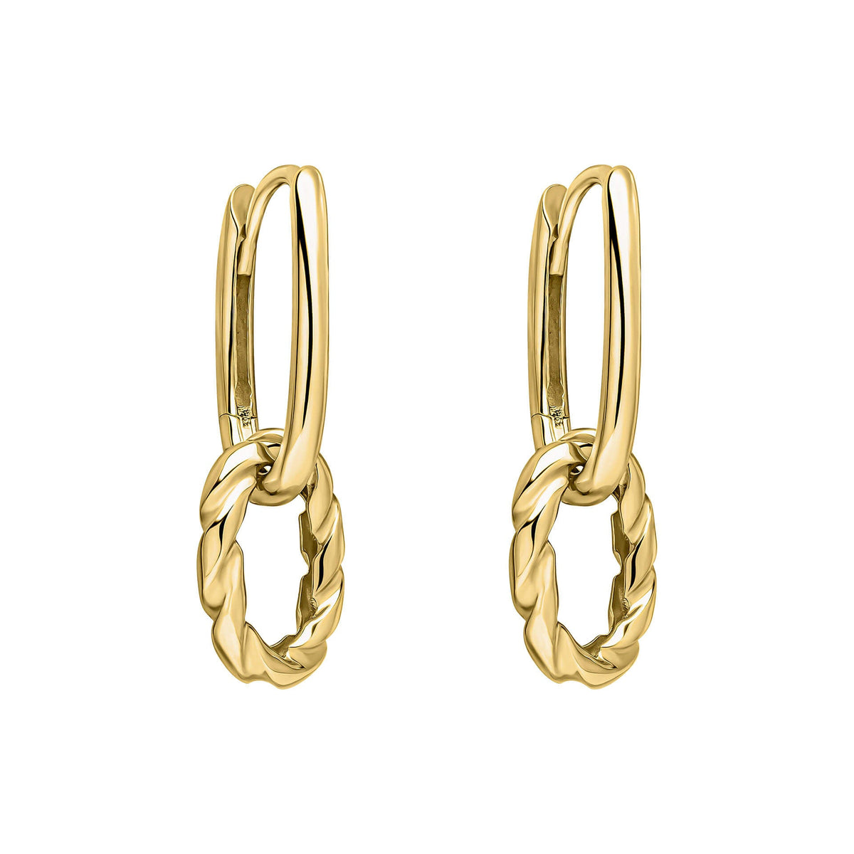 Elements Gold Rope Twist Double Hoop Drop Earrings