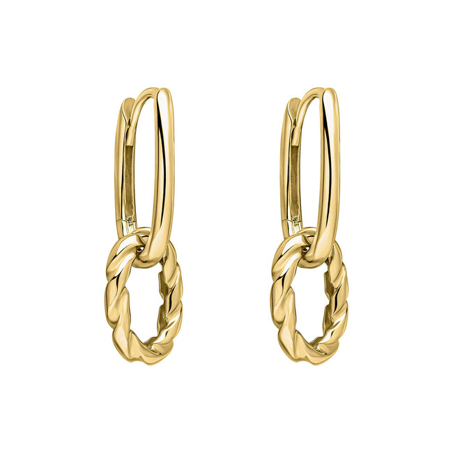 Elements Gold Rope Twist Double Hoop Drop Earrings