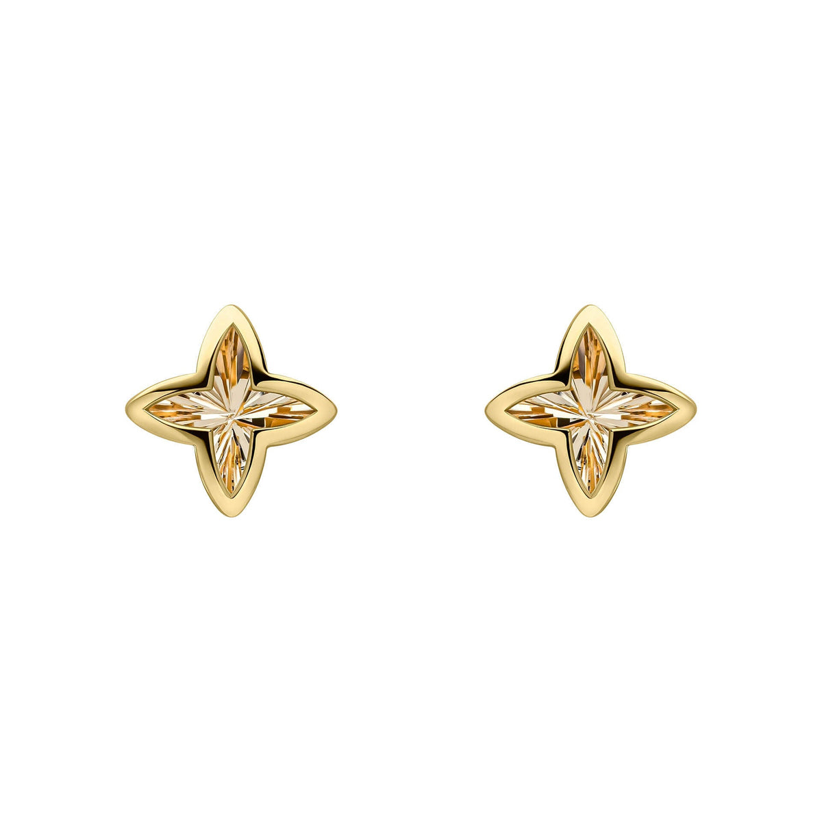 Elements Gold Textured Flower Stud Earrings