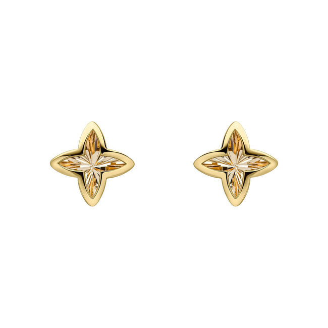 Elements Gold Textured Flower Stud Earrings