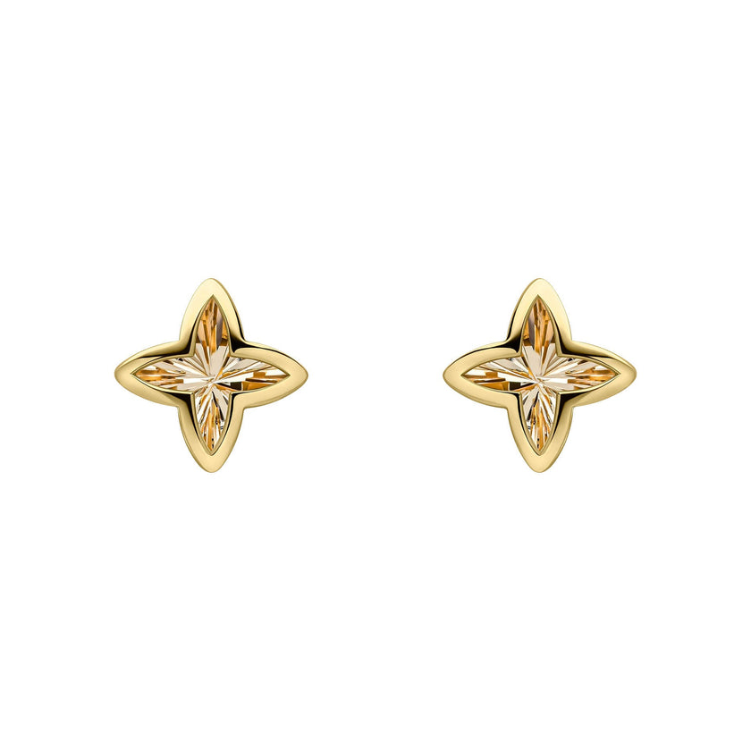 Elements Gold Textured Flower Stud Earrings