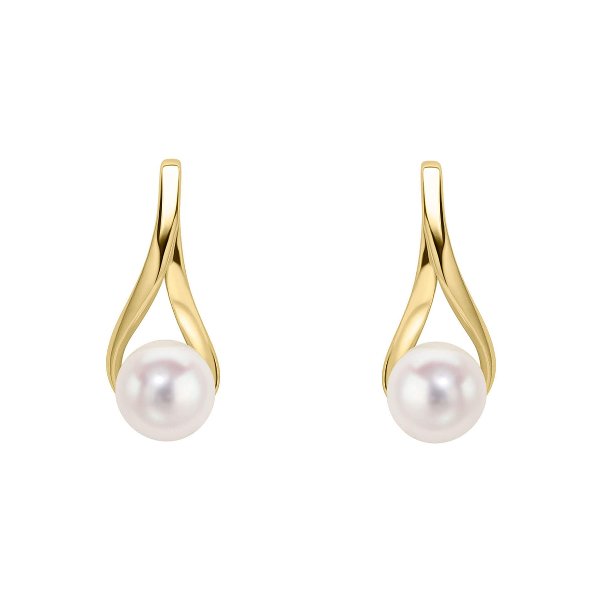 Elements Gold Freshwater Pearl Twist Drop Earrings