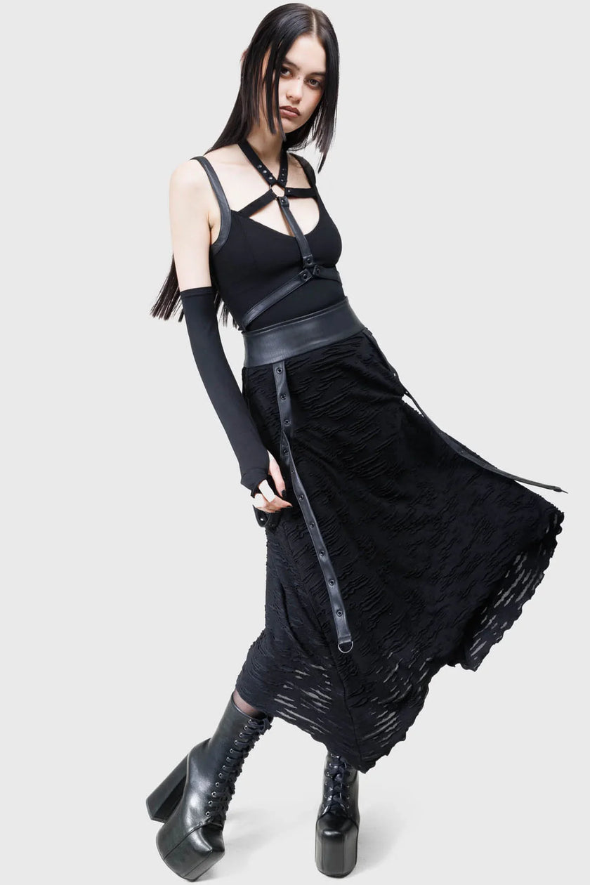 Killstar Gloomara Textured Jersey Skirt
