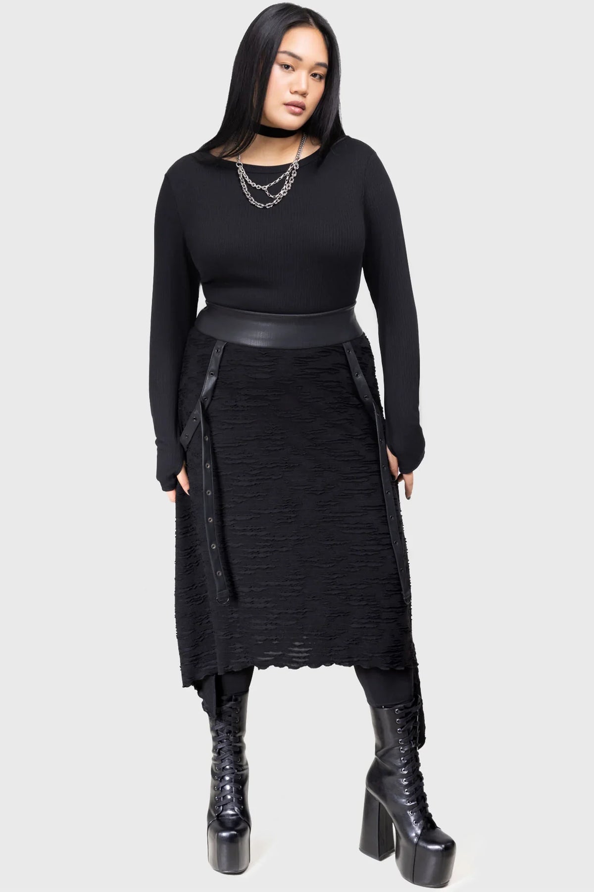 Killstar Gloomara Textured Jersey Skirt