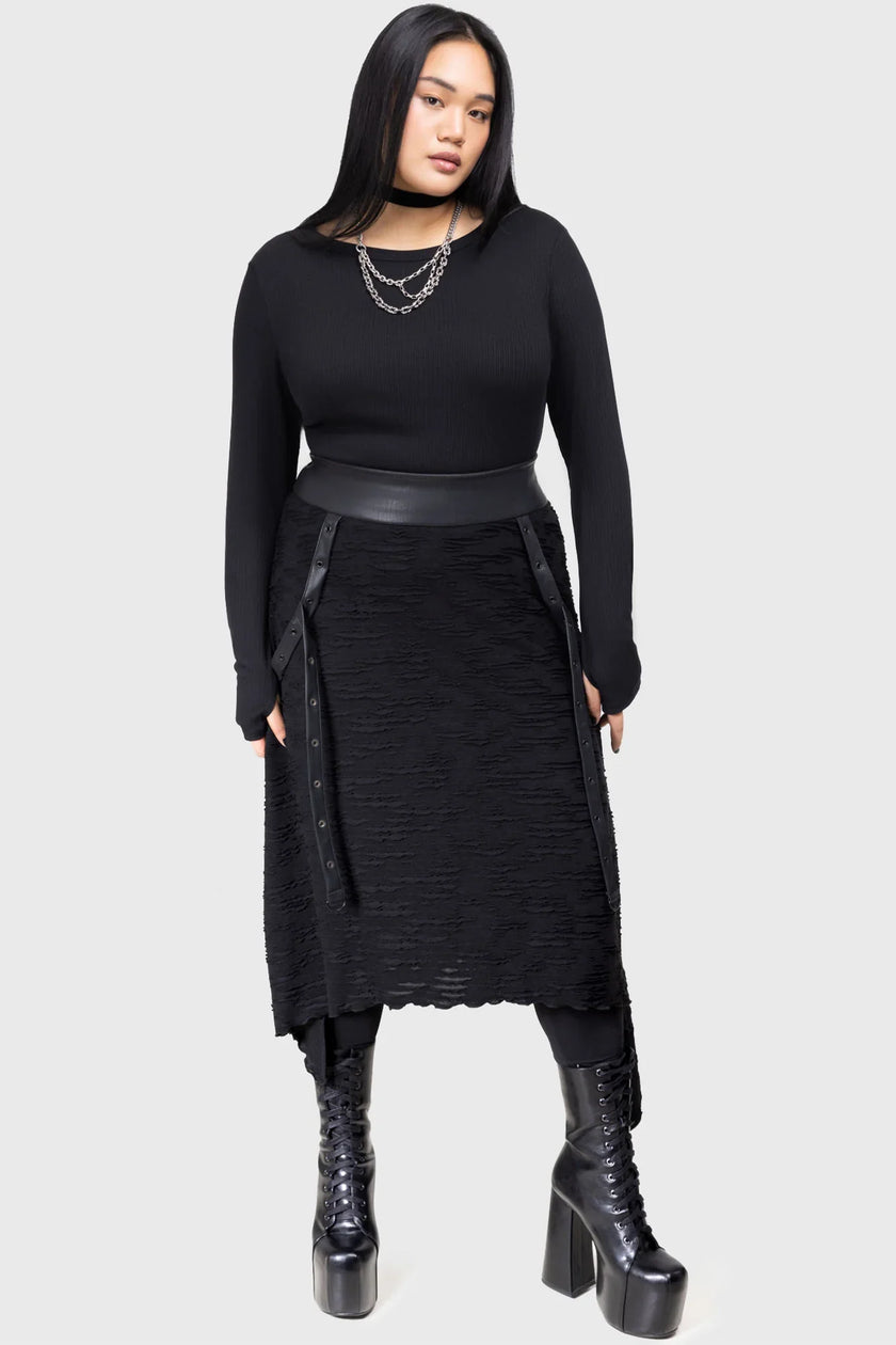 Killstar Gloomara Textured Jersey Skirt