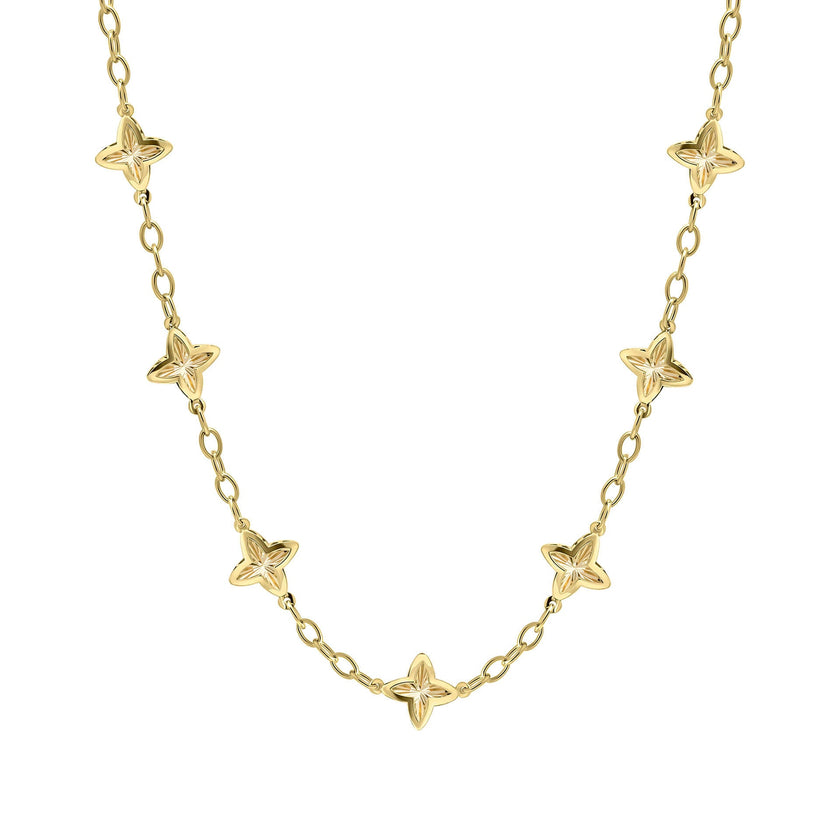 Elements Gold Textured Flower Station Necklace