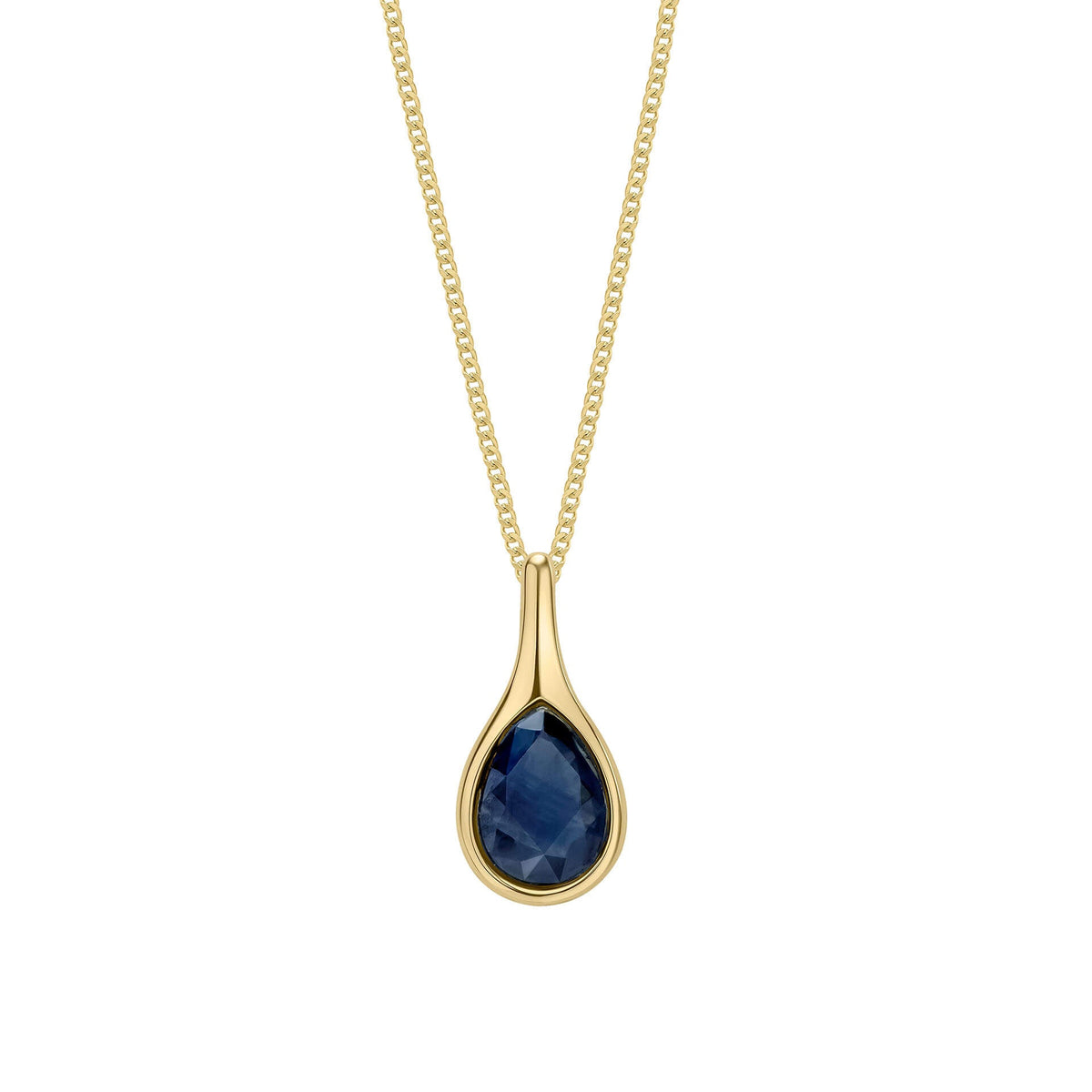 Elements Gold Blue Sapphire Sleek Teardrop Pendant