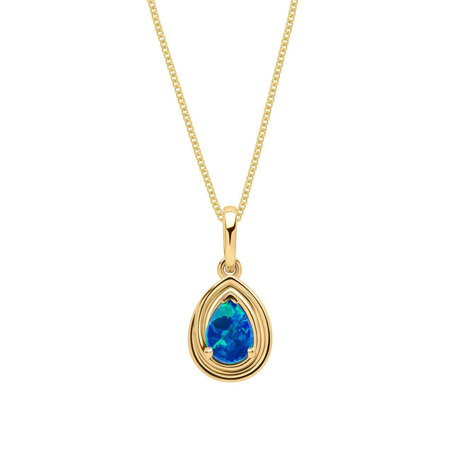 Elements Gold Opal Doublet Teardrop Pendant