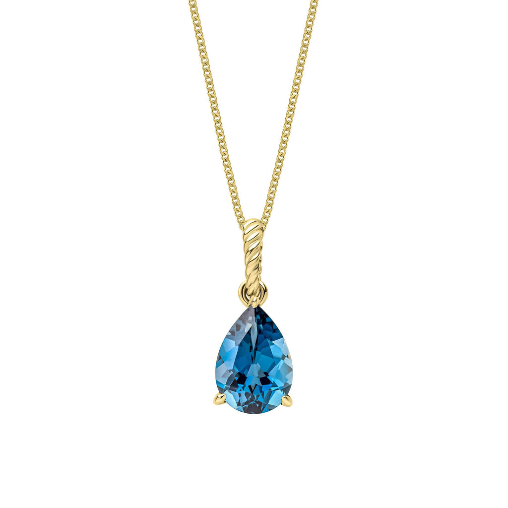 Elements Gold London Blue Topaz Rope Twist Pendant