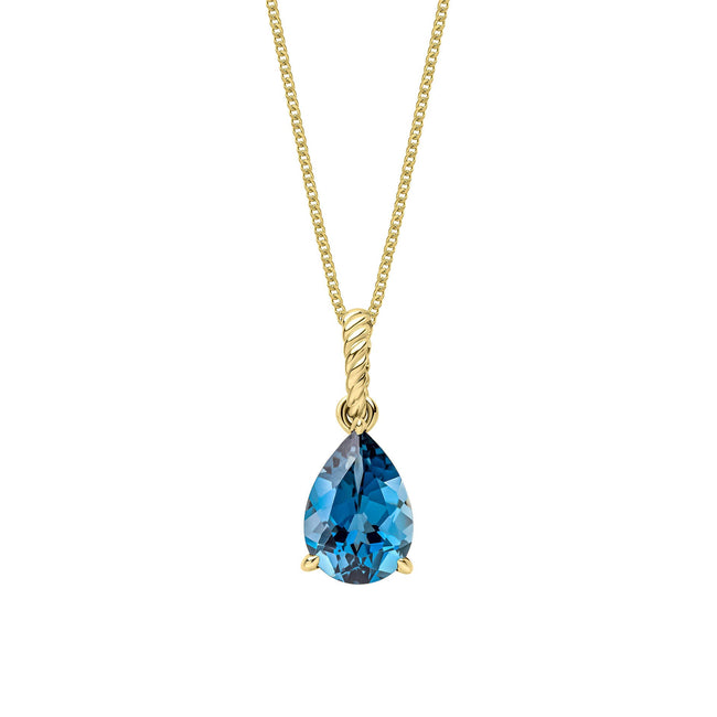 Elements Gold London Blue Topaz Rope Twist Pendant