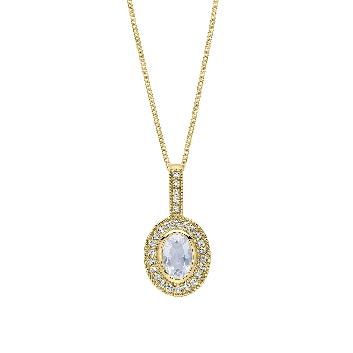 Elements Gold Oval Blue Moonstone and White Topaz Pendant