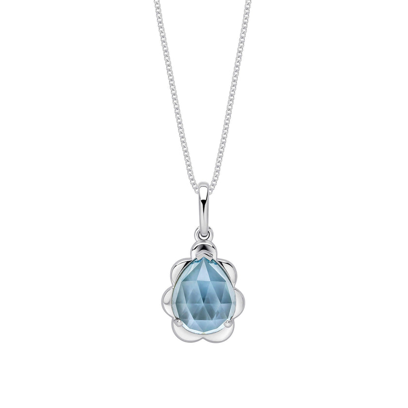 Elements Gold Fancy Cut Sky Blue Topaz Flower Bud Pendant