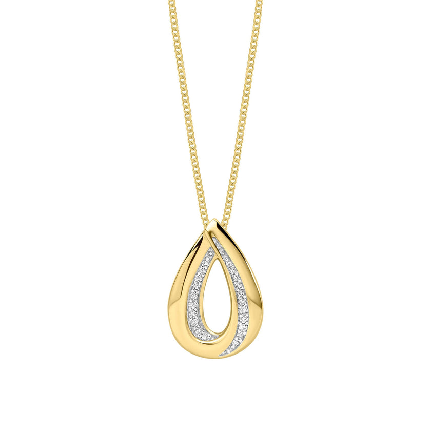 Elements Gold Cut Out Diamond Teardrop Pendant