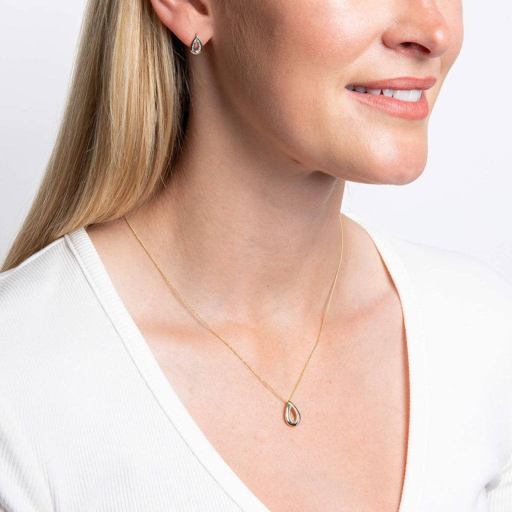 Elements Gold Cut Out Diamond Teardrop Earrings