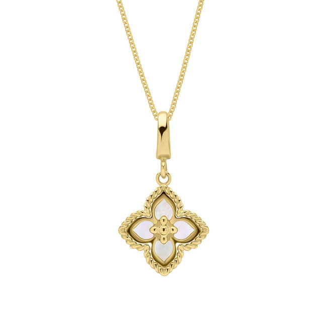 Elements Gold Mother of Pearl Flower Pendant
