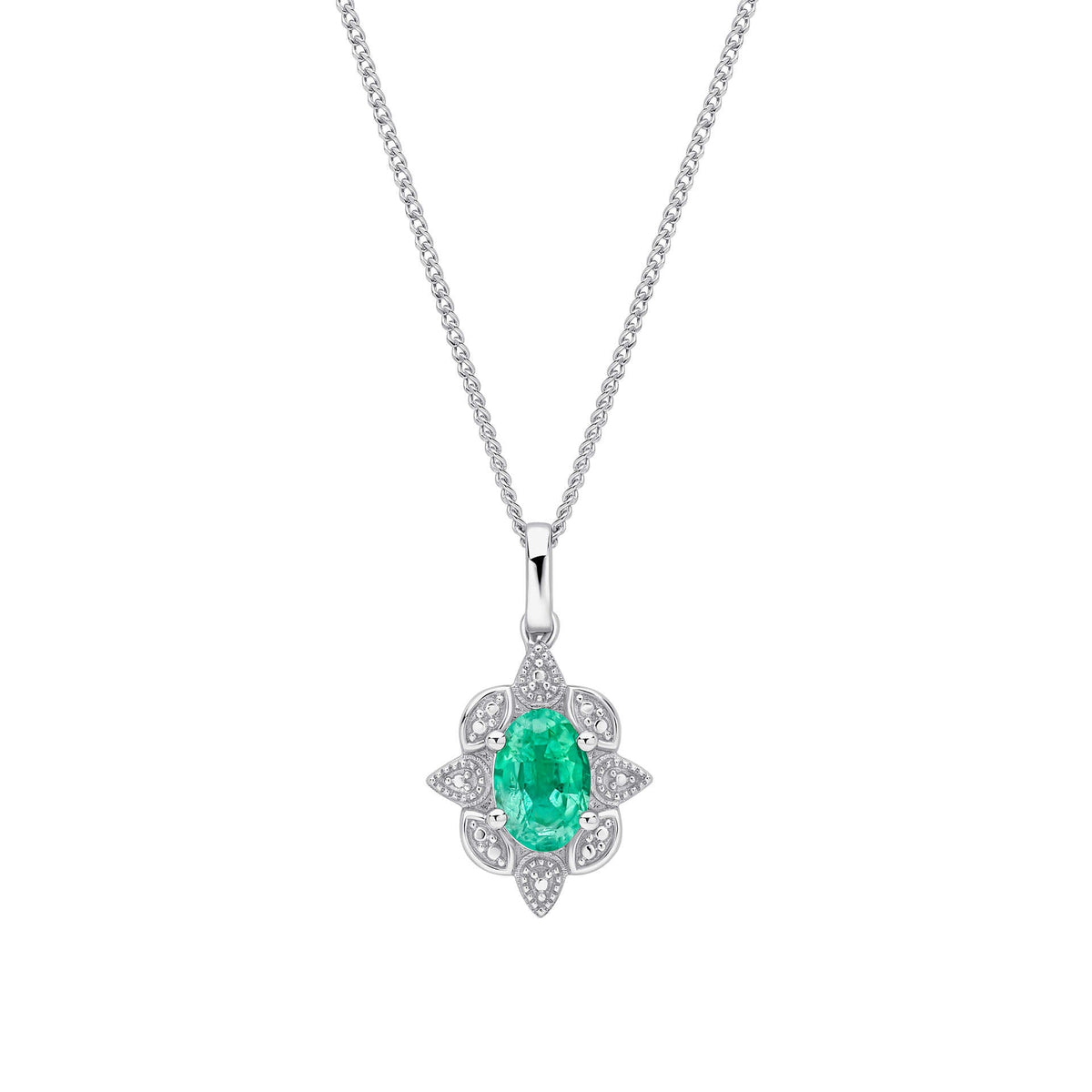 Elements Gold Emerald Art Deco Pendant