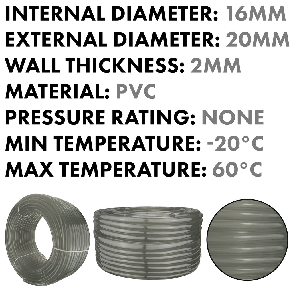Grey Semi-Transparent PVC Pipe 16mm*20mm